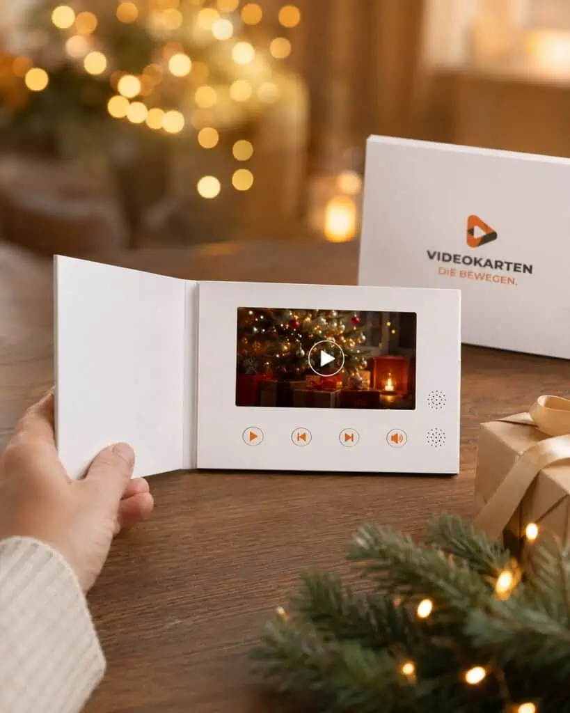 Video Weihnachtskarten als Firmengruss geöffnet